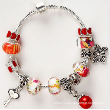 2016 pulseras de cristal de cristal de los granos del murano del encanto de la manera del nuevo producto para las mujeres